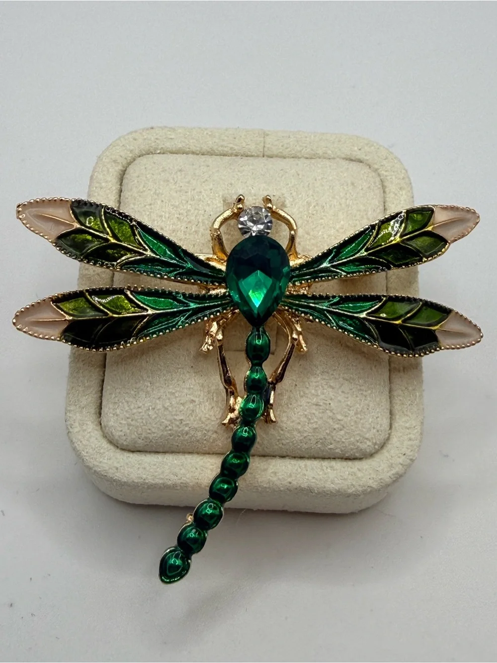 Enameled Rhinestone Dragonfly Brooch‎